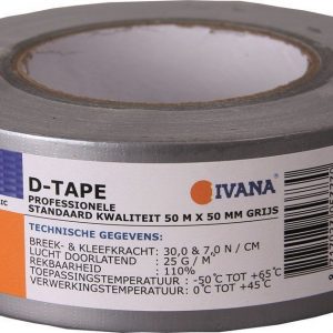 Ivana D-Tape Standaard 50Mm X 50 Meter Grijs 49200 van Ivana te koop bij Schroef.nl. Art.nr: 67621